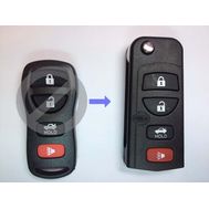 Корпус ключа Nissan с выкидным жалом под 4 кнопки