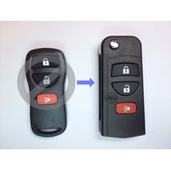 Корпус ключа Nissan Tiida, Livana, X-Trail с выкидным жалом под 3 кнопки